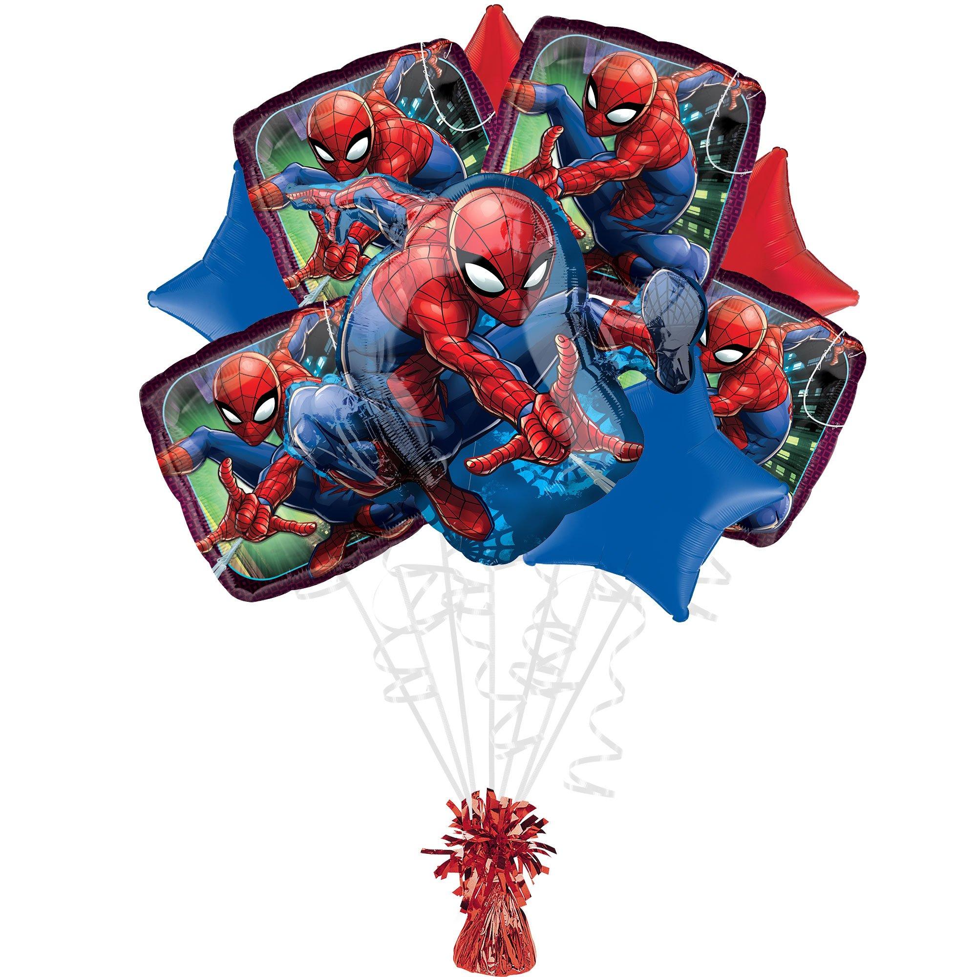 Spider-Man Webbed Wonder Foil Balloon Bouquet with Balloon Weight, 10pc